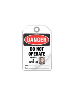 Photo-Insert Lockout/Tagout Tags with Laminating Flap 6606