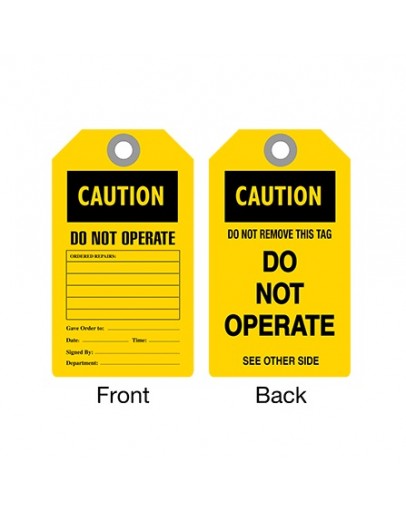 Weather-Resistant Machine and Equipment Operation Tags