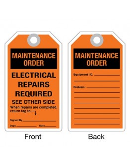 Weather-Resistant Maintenance Order Tags B6461