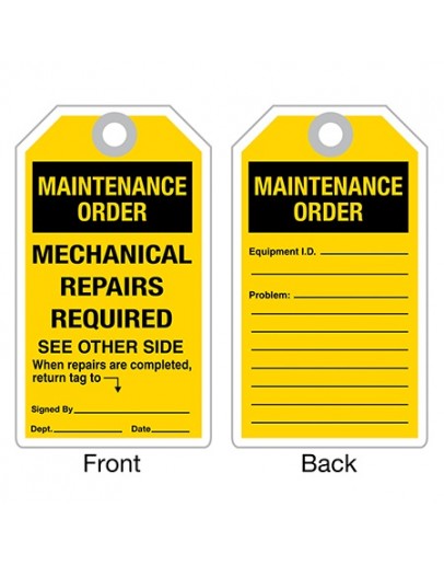 Weather-Resistant Maintenance Order Tags B6460